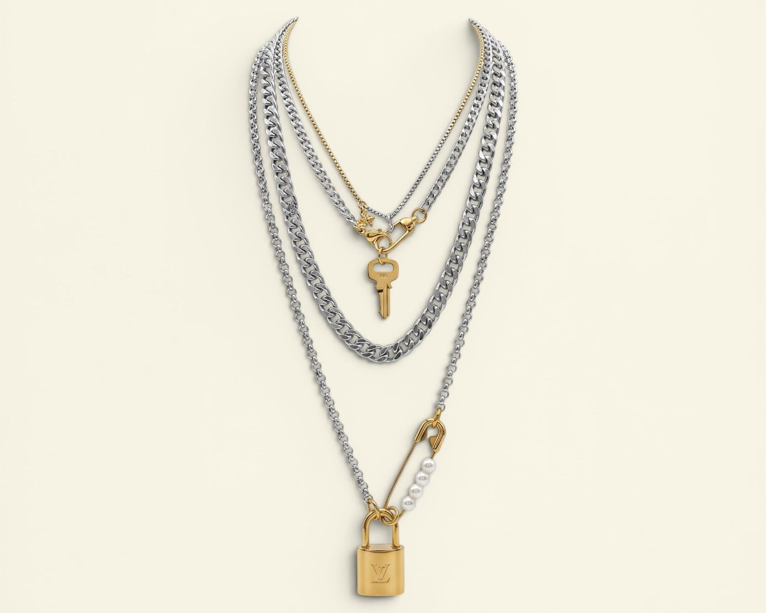 LV lock and key necklace
