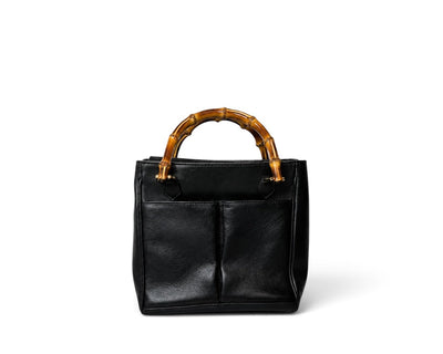 Gucci Vintage Bamboo Double Front Pocket 2way Tote "Mini Diana"