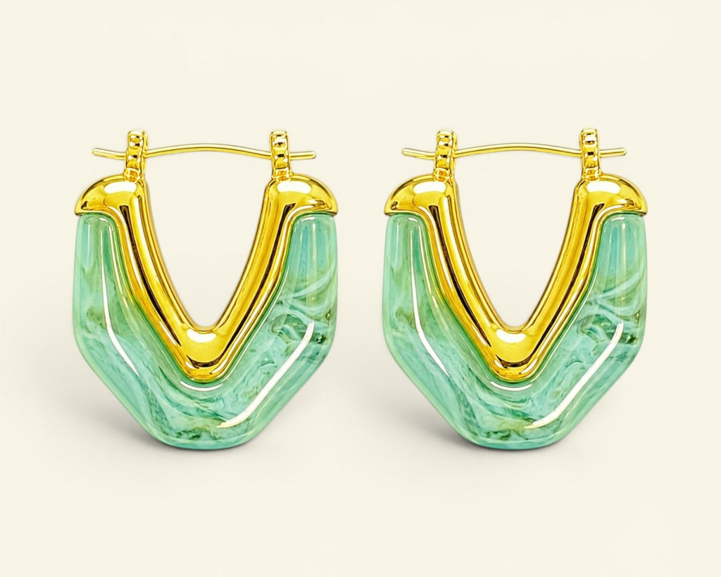 Green drop earrings