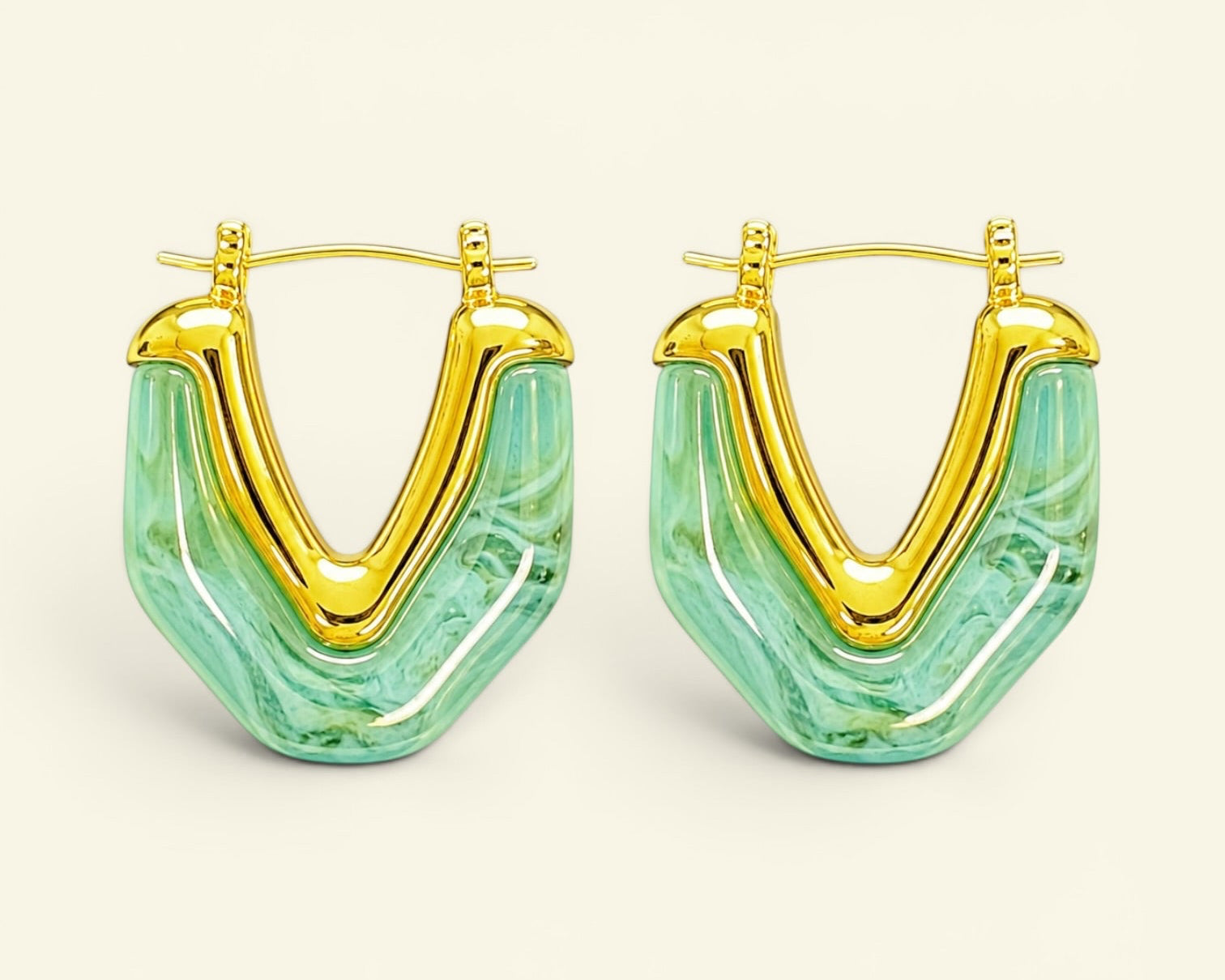 Green drop earrings