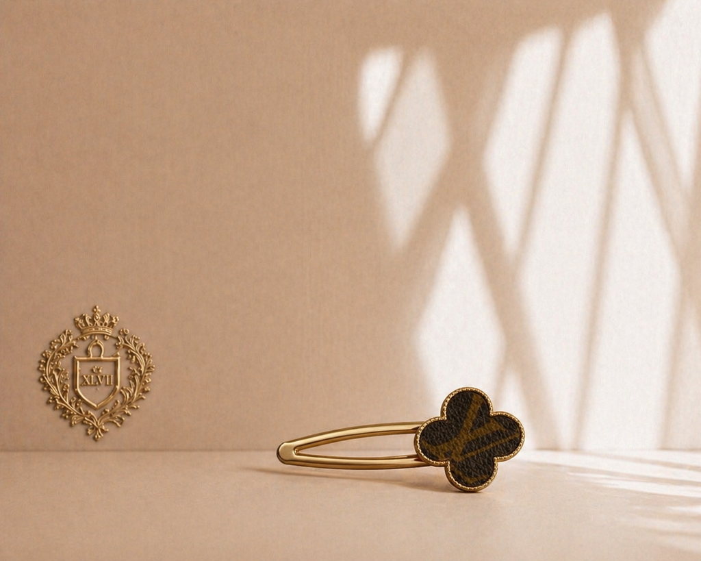 Upcycled LV hair clip
