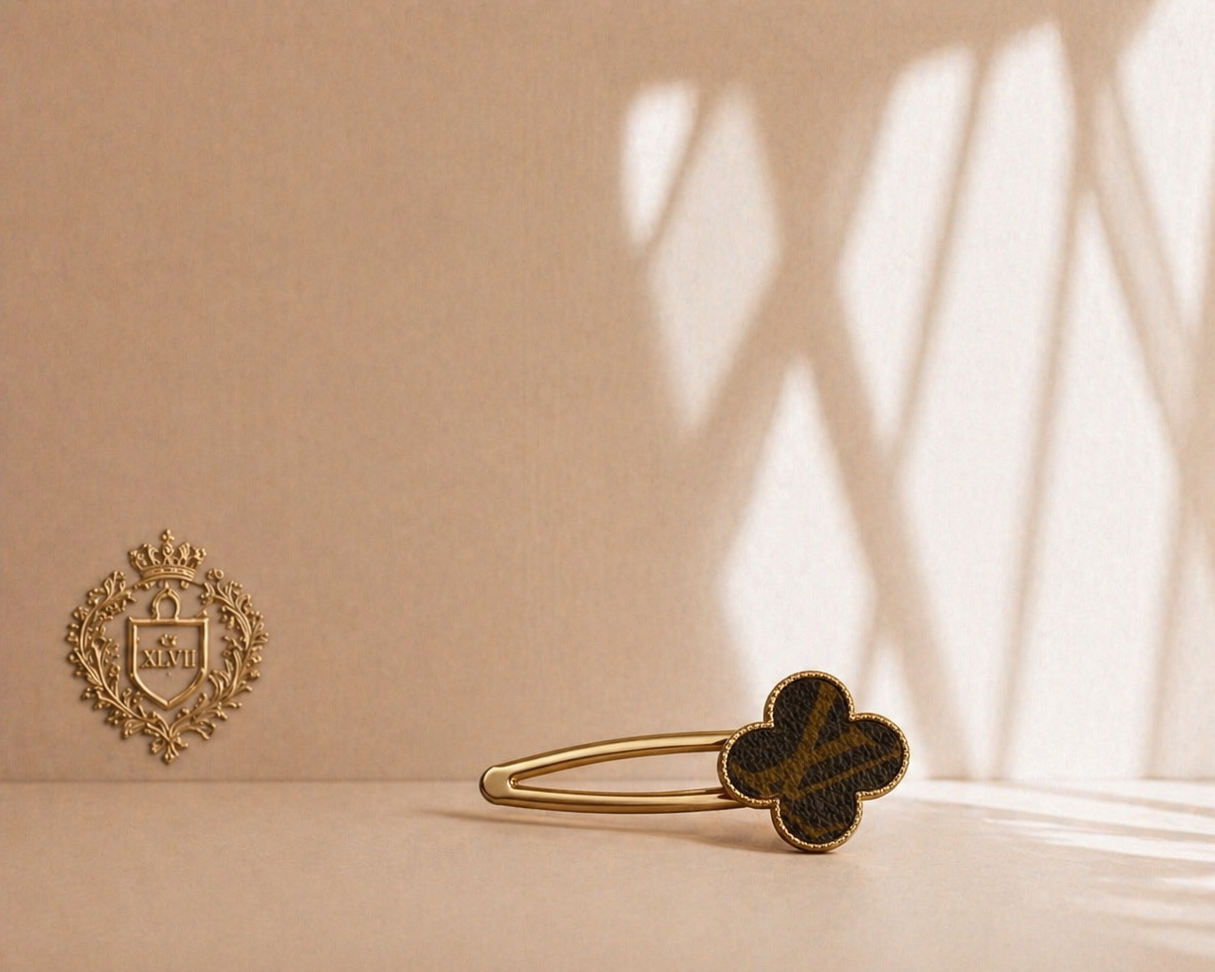 Upcycled LV hair clip