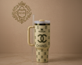 Stanley cup with Chanel print