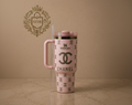 Stanley cup with Chanel print