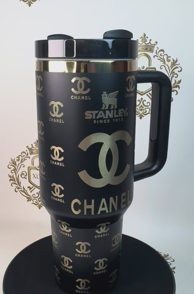 Stanley cup with Chanel print